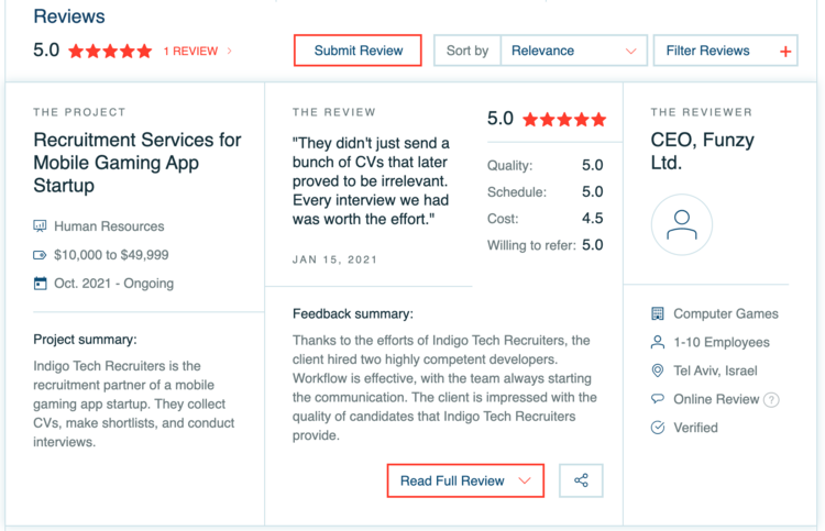 Our first ever review to get published on the Clutch